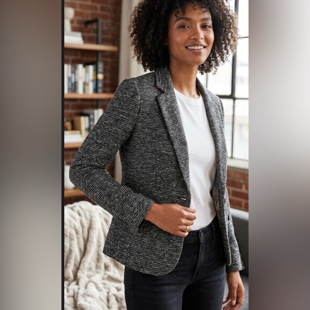 Anthropologie Cartonnier Black Tweed Lined Blazer